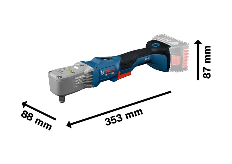 ขนาดของประแจกระแทกไร้สาย Bosch GRS18V-330 แสดงอยู่ในภาพ