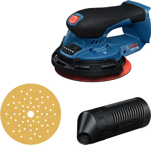เครื่องขัดแบบสุ่มวงโคจร Bosch GEX 18V-150 พร้อมแผ่นขัดและแผ่นกรองฝุ่น
