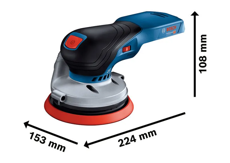 เครื่องขัดกระดาษทรายแบบวงโคจรไร้สาย Bosch GEX 18V-125 พร้อมขนาด