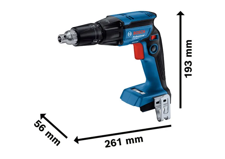 ไขควงไร้สายสำหรับงานฉาบปูน Bosch GTB 185-LI พร้อมขนาดประกอบ