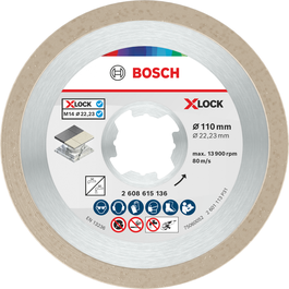 แผ่นตัดเซรามิก Bosch ขนาด 110 มม. รุ่น X-Lock สำหรับตัดกระเบื้อง