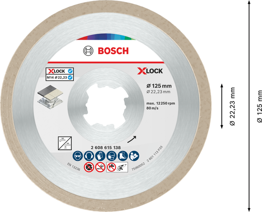 แผ่นตัดเซรามิก Bosch ขนาด 125 มม. X-LOCK