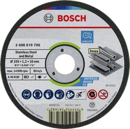 แผ่นตัดสแตนเลสและโลหะ Bosch ขนาด 105 x 1.2 x 16 มม.