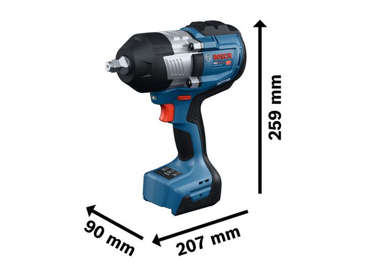ประแจกระแทก Bosch GDS18V-1400 พร้อมขนาดและมิติ