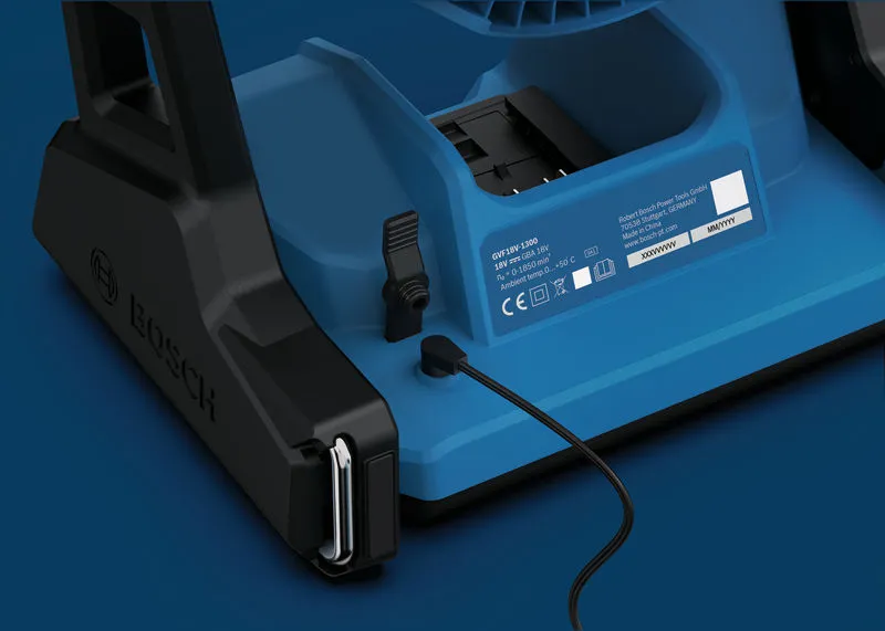 พัดลมไร้สาย Bosch GVF18V-1300 พร้อมช่องใส่แบตเตอรี่