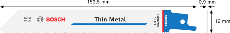 ใบเลื่อยฉลุ Bosch S 922 EF สำหรับโลหะบาง