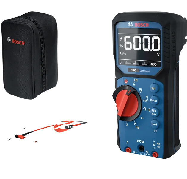 มัลติมิเตอร์ดิจิทัล Bosch GDM 600-15 พร้อมหัววัดและกล่องเก็บ