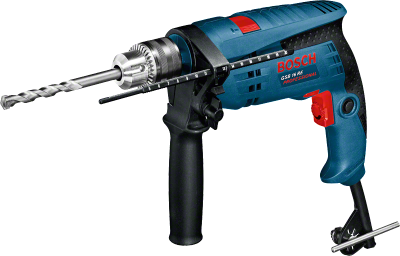 สว่านกระแทก Bosch GSB 16 RE พร้อมด้ามจับด้านข้าง.