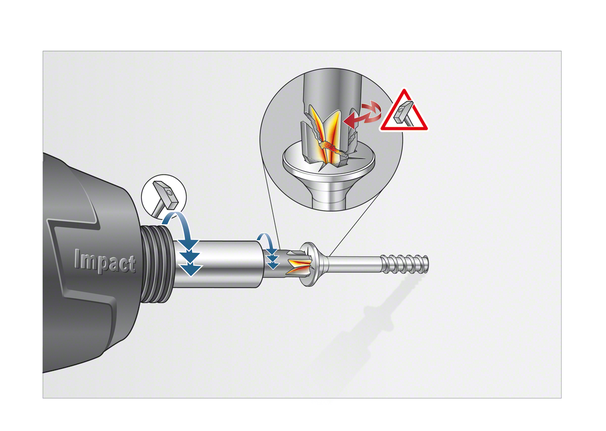 ภาพระยะใกล้แสดงการเคลื่อนที่ของดอกไขควงกระแทกขณะขันสกรู